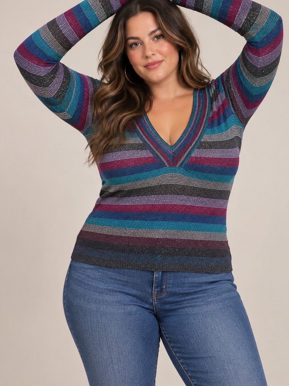 Anthropologie Moth Mulah Lurex Stripe Sweater - L